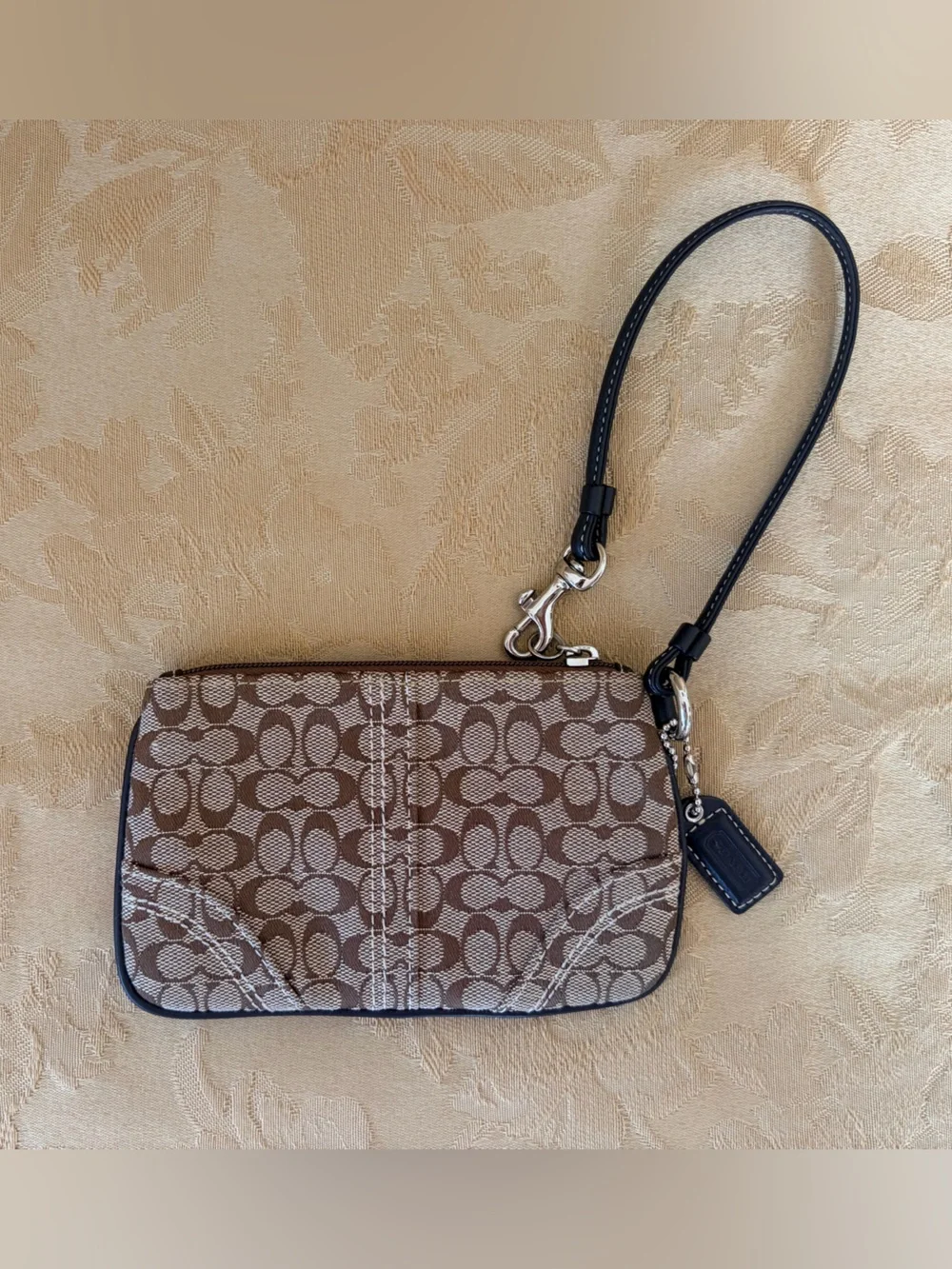 Coach Brown Signature Canvas Wristlet